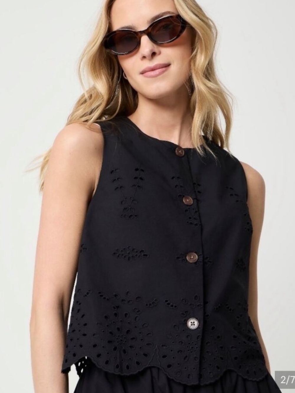 J Crew Factory Eyelet button-front shell - Picture 2 of 6